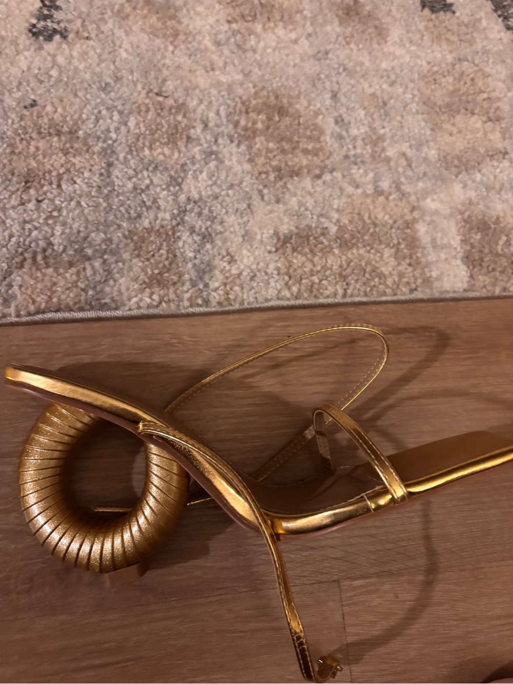Fashion Nova Metallic Gold Strappy Block Heel Sandals - Picture 4 of 4